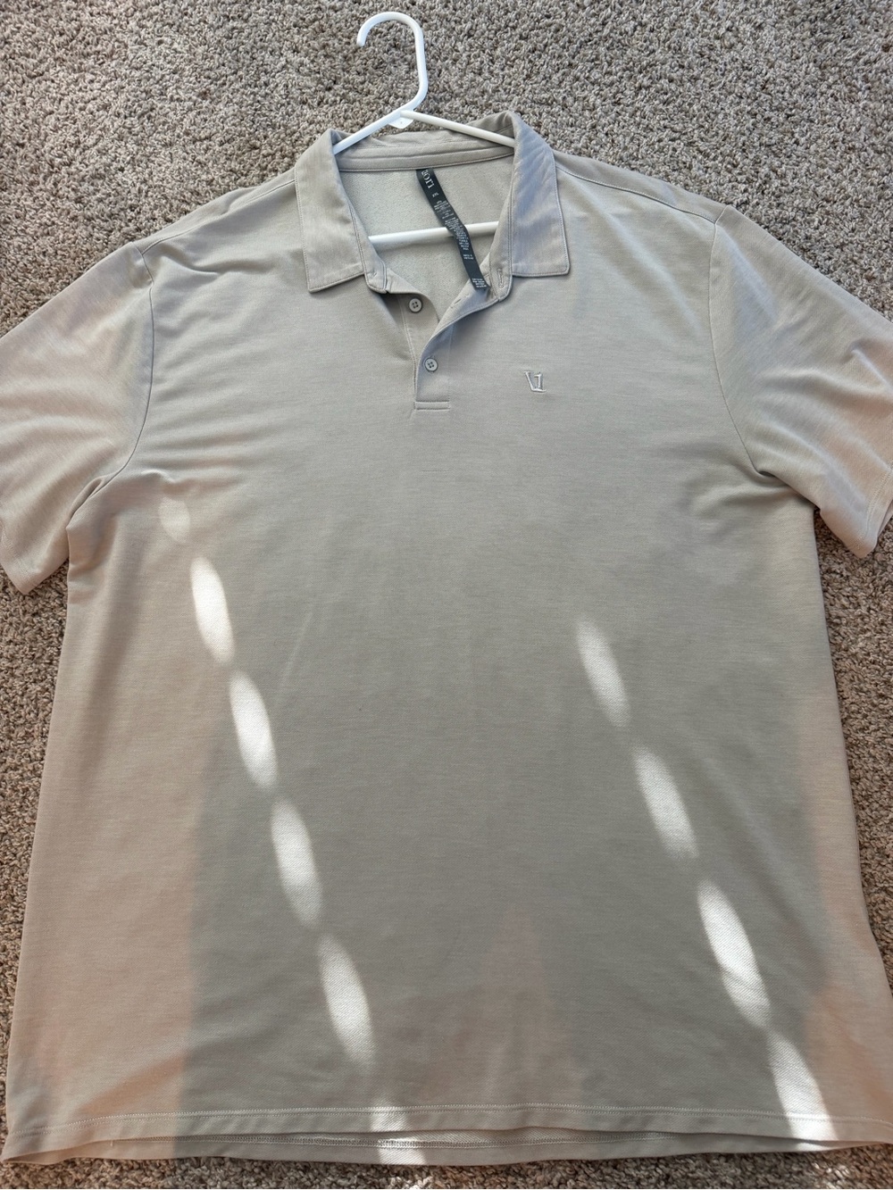 Vuori Men's Light Beige Polo with Subtle V Logo